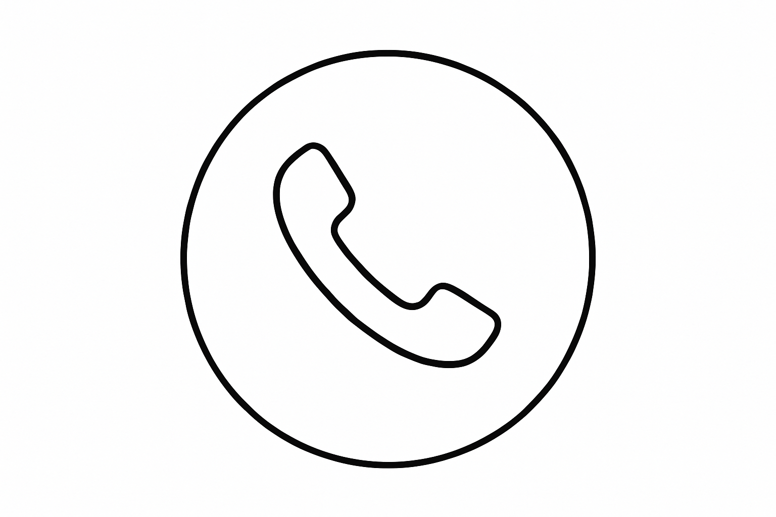icon circle with phone in center. outlined
